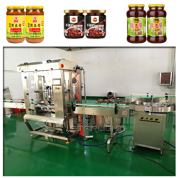 自动化黄豆酱灌装机械设备样品展示